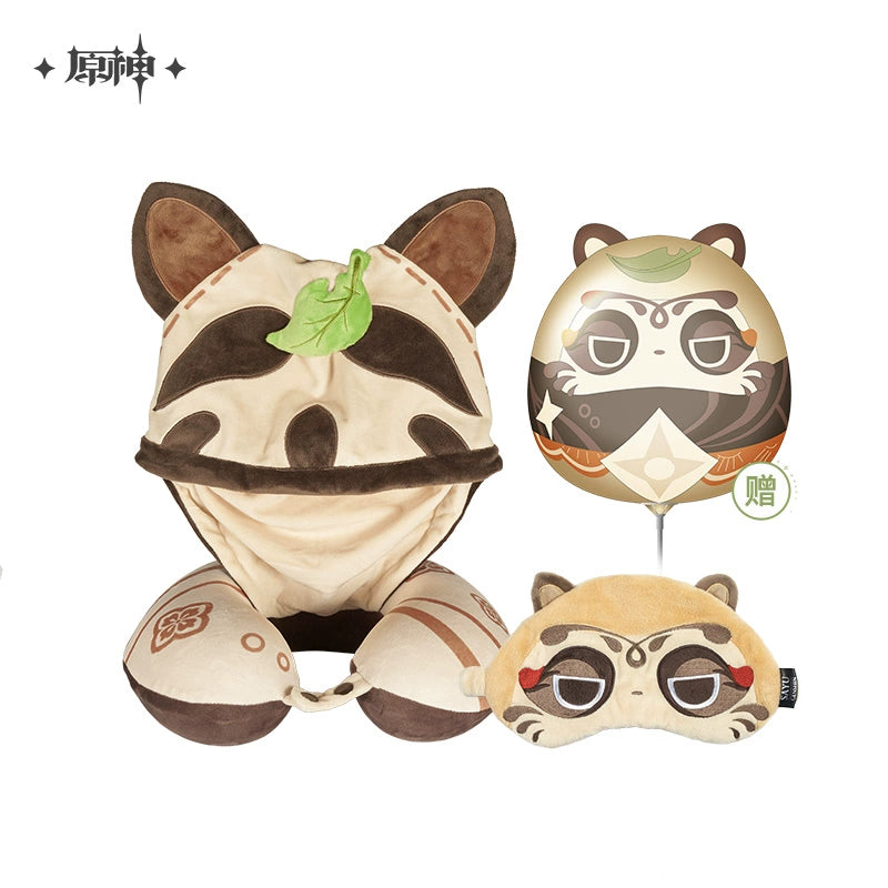 Genshin Impact No Down Raccoon Dog Series, Early Pomelo Hooded U-shaped Pillow