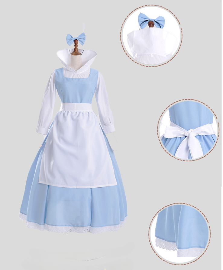 Beauty and the Beast Belle Maid Cosplay Costumes 584