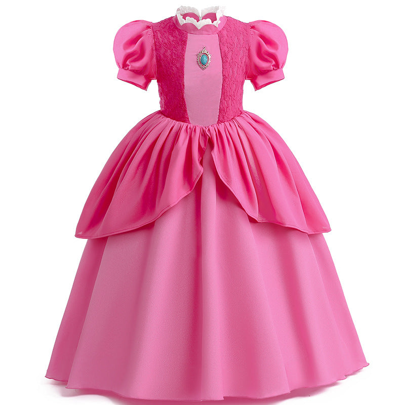 Princess Peach Puff Sleeves Cosplay Lace Dresses