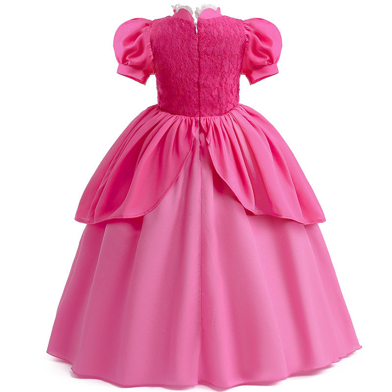 Princess Peach Puff Sleeves Cosplay Lace Dresses